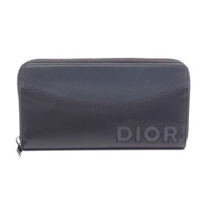 Dior Leather Logo Round Long Wallet